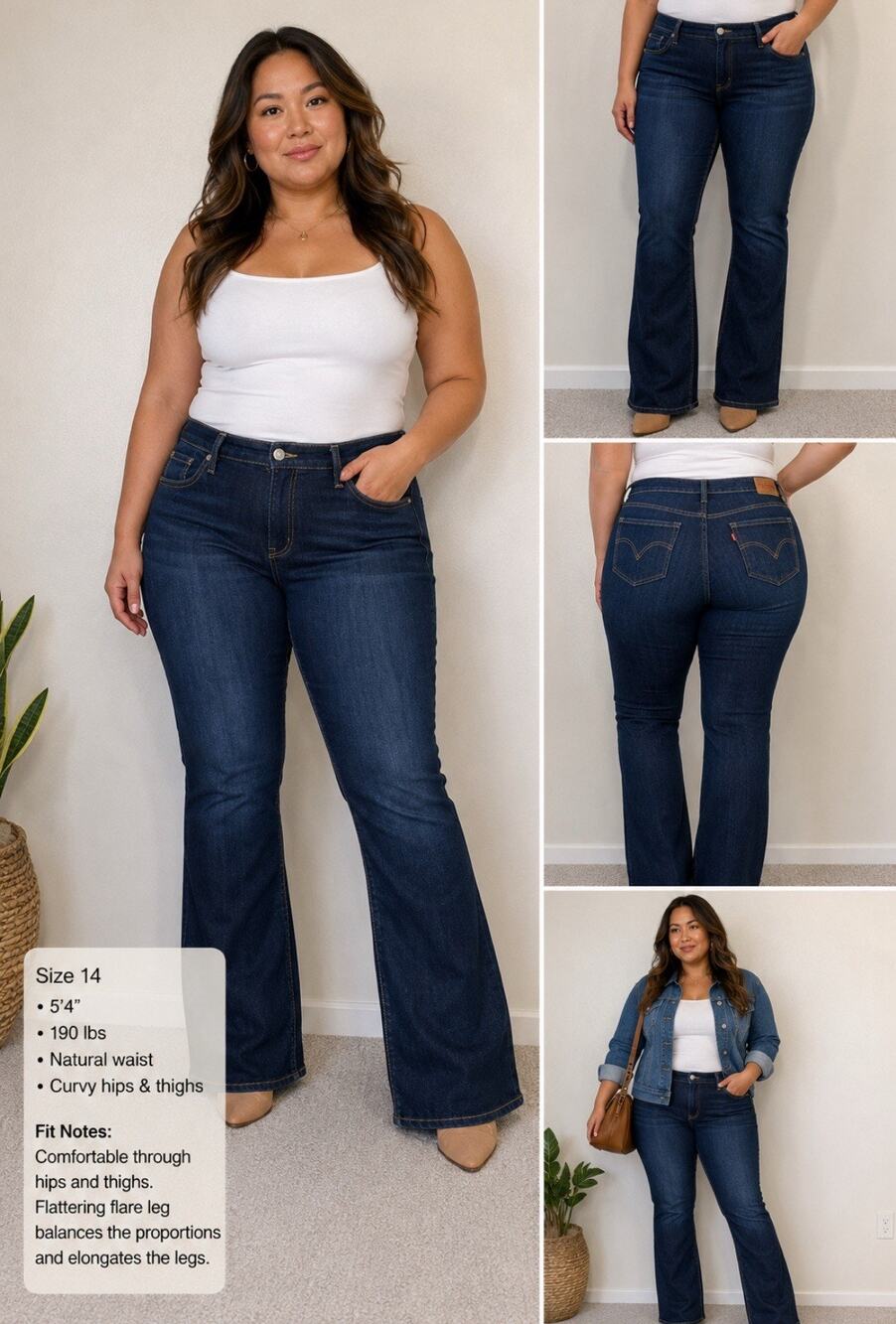 Indie Sleaze Levi's 523 Lift & Lengthen Bootcut Jeans Size 14 Dark Wash Indigo